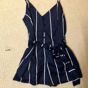 Blue, soft, striped romper